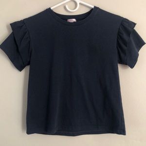 Me.n. U girls ruffle sleeve tee in navy size 12